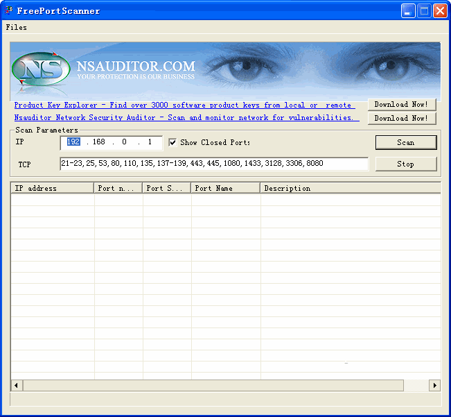 端口扫描工具FreePortScanner V2.8.9 绿色英文版_高速/使用简单的免费的端口扫描工具