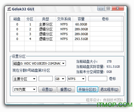 Gdisk32 GUI硬盘分区
