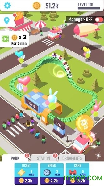 闲置过山车无限金币版