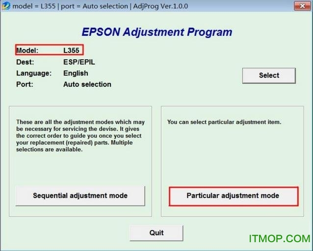 爱普生l355清零软件