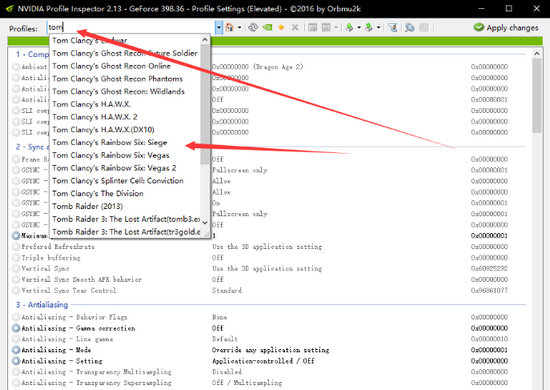 nvidiaProfileInspector