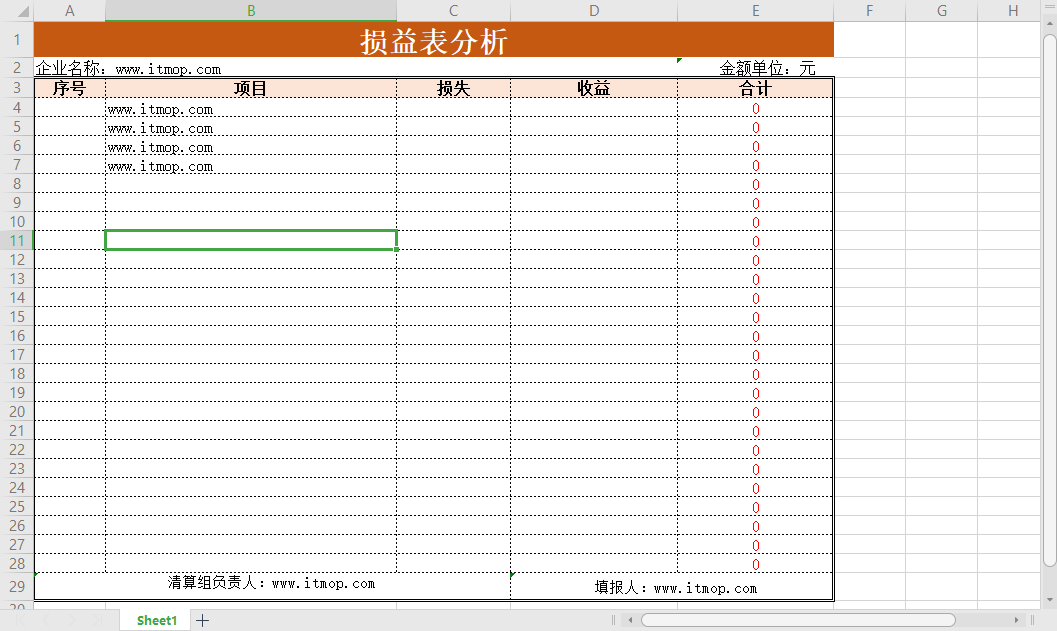 损益表分析模板下载
