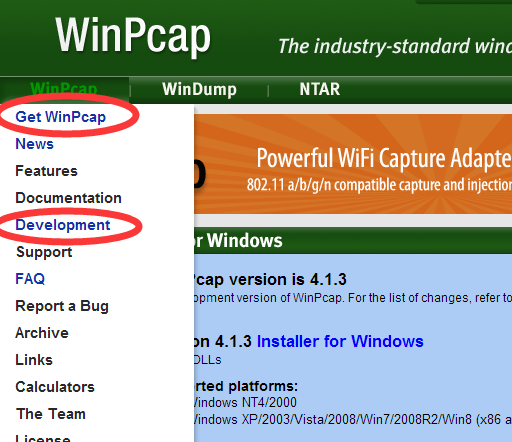 winpcap+winpcap开发包配置