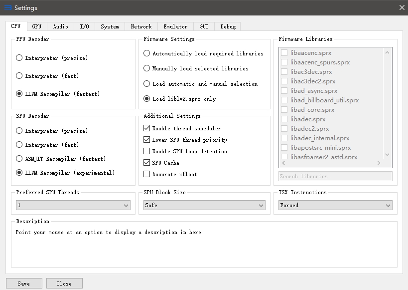 ps3模拟器最新汉化版 RPCS3模拟器设置界面截图